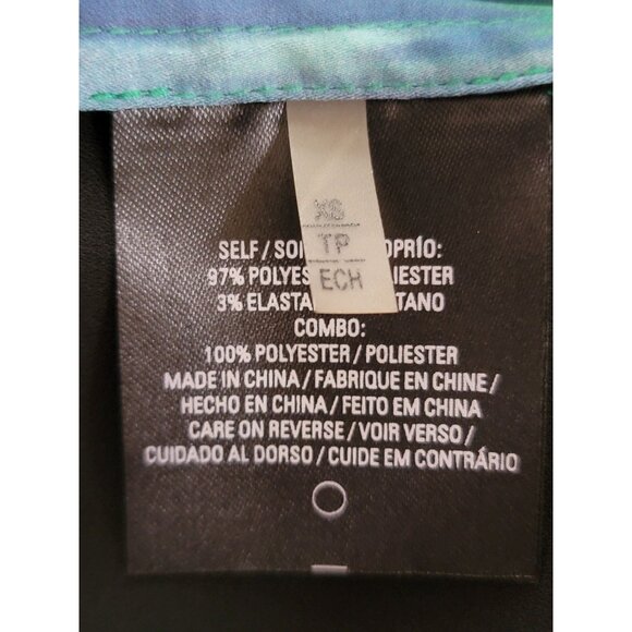 Tahari Sleeveless Zip Front Tunic Top Watercolor Print & Solid Back - Picture 4 of 4